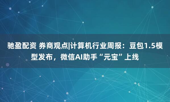 驰盈配资 券商观点|计算机行业周报：豆包1.5模型发布，微信AI助手“元宝”上线