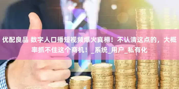 优配良品 数字人口播短视频爆火真相！不认清这点的，大概率抓不住这个商机！_系统_用户_私有化